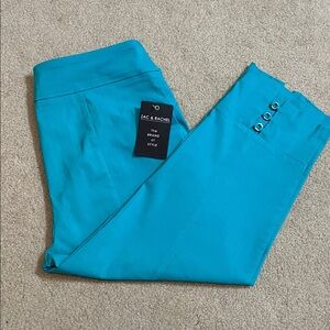Zac & Rachel Turquoise Cropped Pants with silver grommet detail, Size 12 – NWT